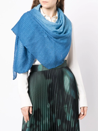 Shop Agnona Textured Cashmere-silk Scarf In Blue