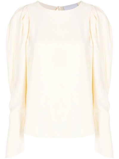 Shop Erika Cavallini Pleated-shoulder Blouse In Yellow