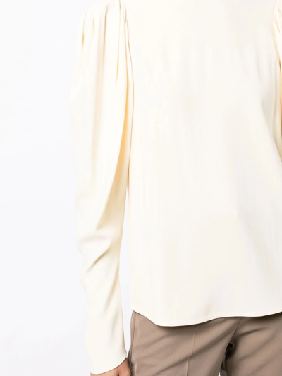 Shop Erika Cavallini Pleated-shoulder Blouse In Yellow