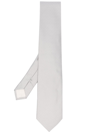 Shop D4.0 Geometric-patterned Silk Tie In Grey