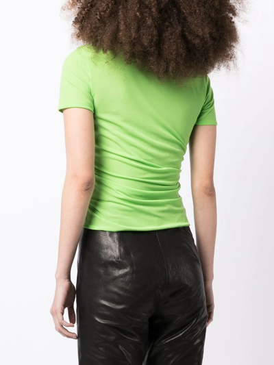 Shop Helmut Lang Ruched-detail T-shirt In Green
