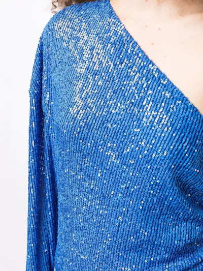 In The Mood For Love Alexandra Blue One-shoulder Sequin Mini Dress In Blue