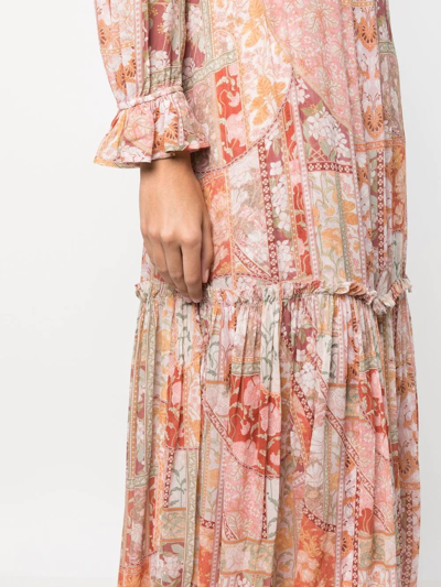 Shop Zimmermann Kaleidoscope Floral-print Midi Dress In Red