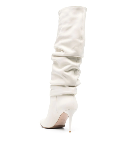 Shop Le Silla Eva Ruched Boots In White