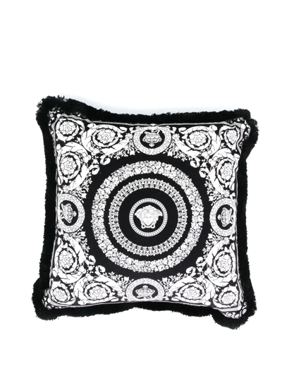 Shop Versace Graphic-print Cushion In Black
