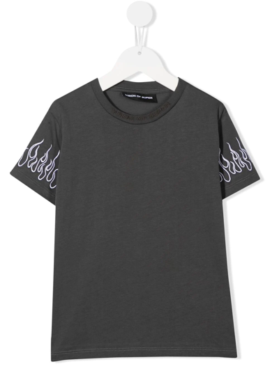 Vision Of Super Logo-embroidered T-shirt In Grey