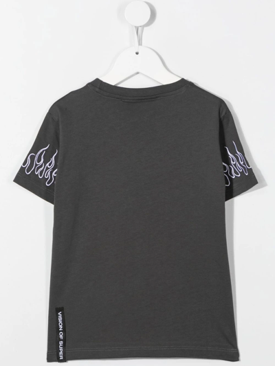 Vision Of Super Logo-embroidered T-shirt In Grey