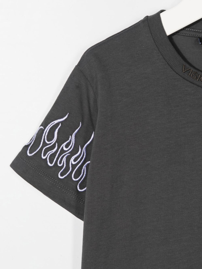 Vision Of Super Logo-embroidered T-shirt In Grey