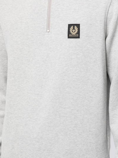 Shop Belstaff Logo-patch Stand-collar Sweatshirt In Grey
