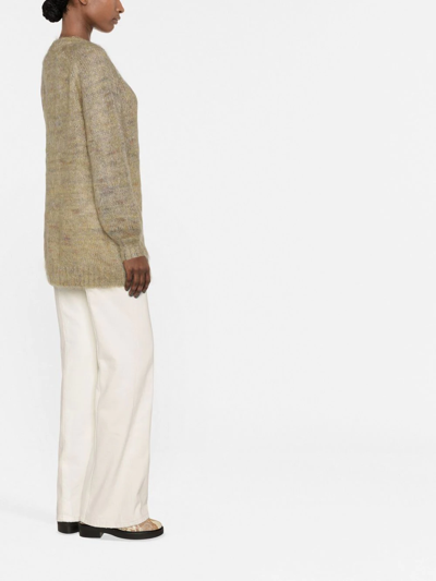 Ganni Brushed Mohair-blend Cardigan In Yellow