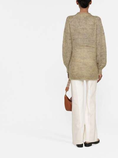 Ganni Brushed Mohair-blend Cardigan In Yellow