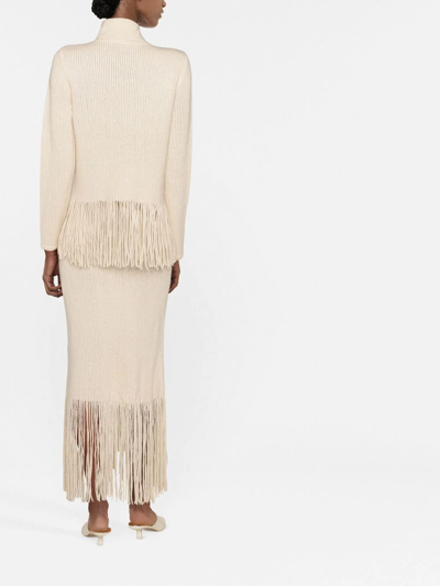 Shop Zimmermann Fringe-detail High-waisted Skirt In Neutrals