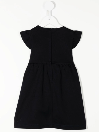 Familiar Embroidered-motif Cap-sleeve Dress In Blue