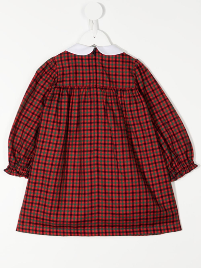 Familiar Check-print Long-sleeve Dress In Red