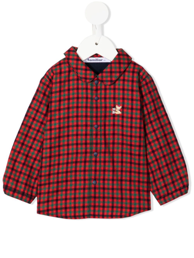 Familiar Gingham-check Panelled Shirt In Red