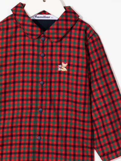 Familiar Gingham-check Panelled Shirt In Red