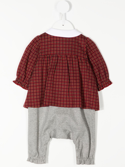 Familiar Check-print Long-sleeve Dress In Red