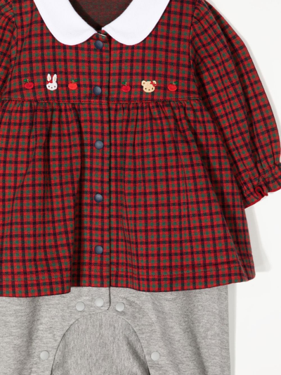 Familiar Check-print Long-sleeve Dress In Red