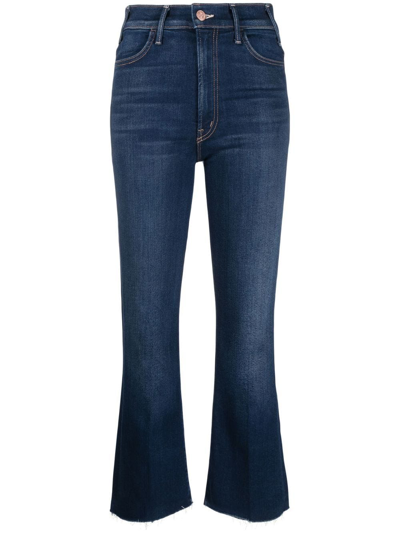 Shop Mother The Hustler Raw-hem Jeans In Blue