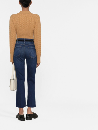 Shop Mother The Hustler Raw-hem Jeans In Blue