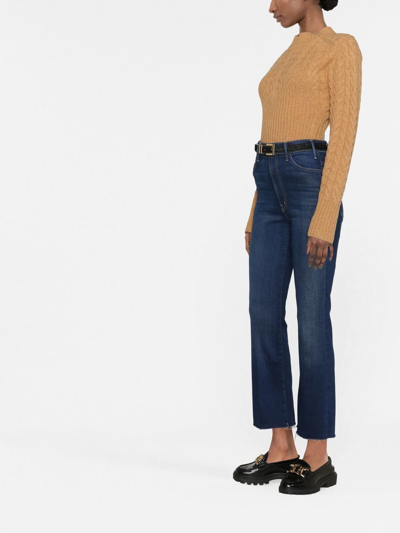 Shop Mother The Hustler Raw-hem Jeans In Blue