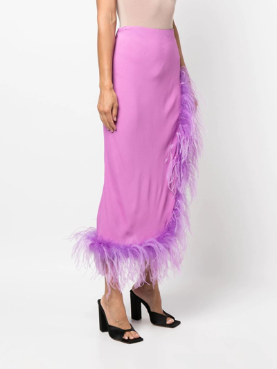 Shop Giuseppe Di Morabito Feather-detail Midi Skirt In Purple