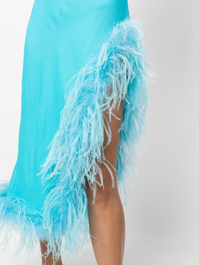 Shop Giuseppe Di Morabito Feather-detail Midi Skirt In Blue
