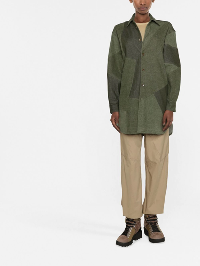 Etro Patchwork Denim Shirt In Green