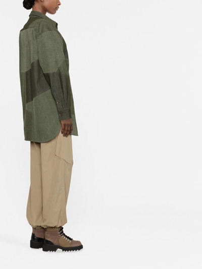 Etro Patchwork Denim Shirt In Green