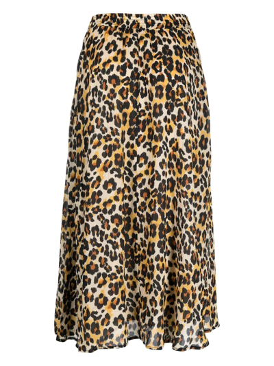 Shop Essentiel Antwerp A-line Leopard-print Skirt In Black