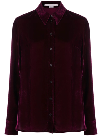 Shop Stella Mccartney Velvet Button-up Shirt In Purple
