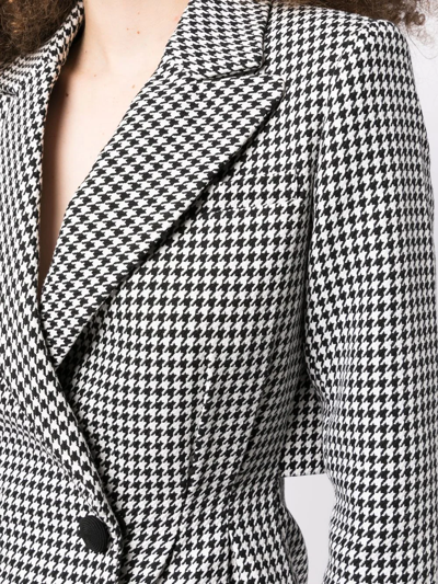 Self-portrait Houndstooth Double-breasted Minidress In Black