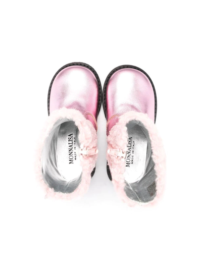 Shop Monnalisa Logo-patch Ankle Boots In Pink