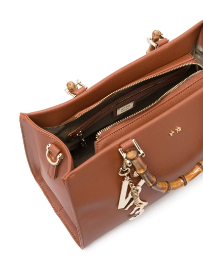 Shop V73 Bamboo-handle Detail Tote Bag In Brown