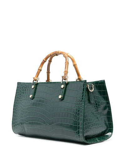 Shop V73 Bamboo Handle Tote Bag In Green