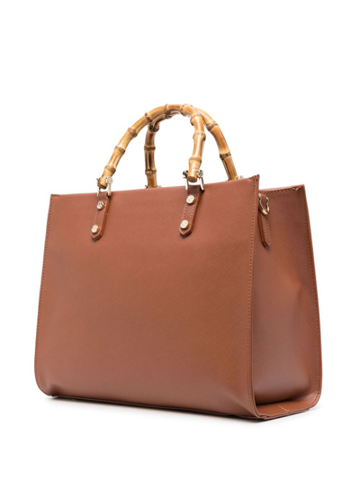 Shop V73 Bamboo-handle Detail Tote Bag In Brown