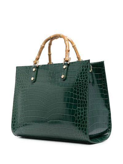 Shop V73 Logo Bamboo-handle Tote In Green