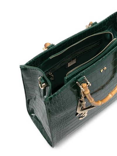 Shop V73 Logo Bamboo-handle Tote In Green