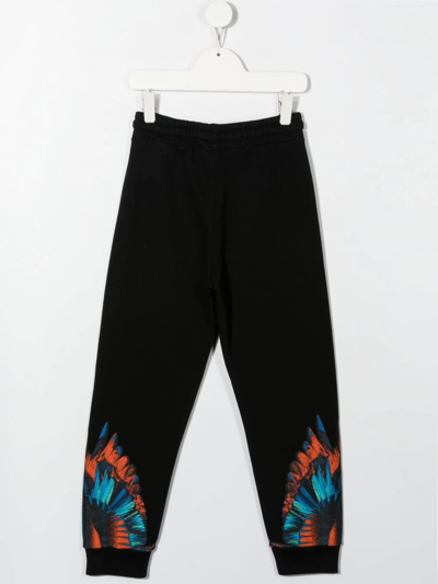 Marcelo Burlon County Of Milan Black Trousers With Multicolor Print In Black