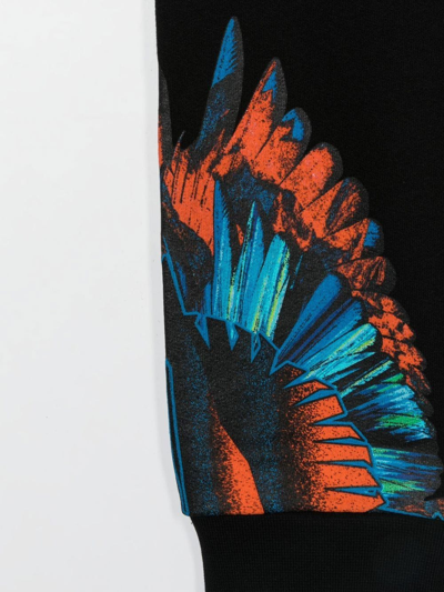 Marcelo Burlon County Of Milan Black Trousers With Multicolor Print In Black