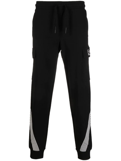 Shop Ea7 Logo Tapered-leg Sweatpants In Black