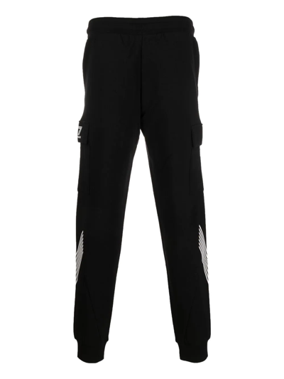 Shop Ea7 Logo Tapered-leg Sweatpants In Black