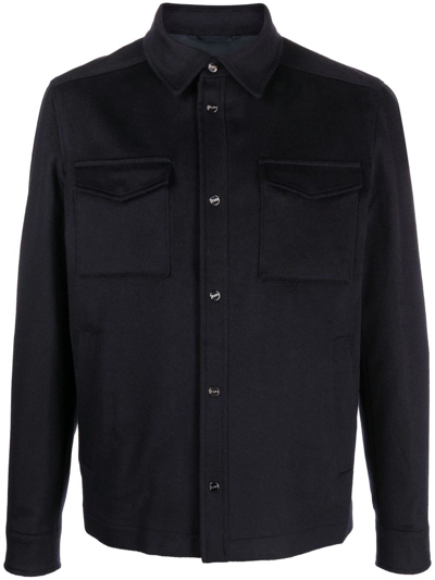 Shop Herno Virgin-wool Shirt Jacket In Blue