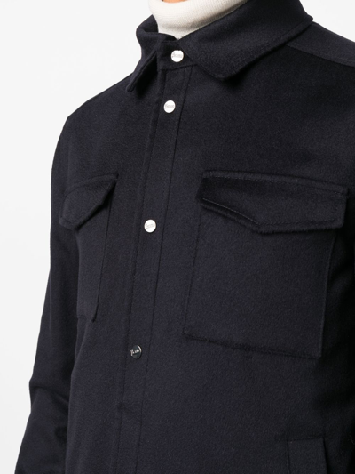 Shop Herno Virgin-wool Shirt Jacket In Blue