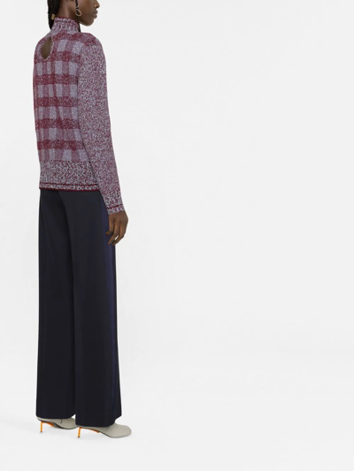 Victoria Beckham Checked Roll Neck Jumper In Red