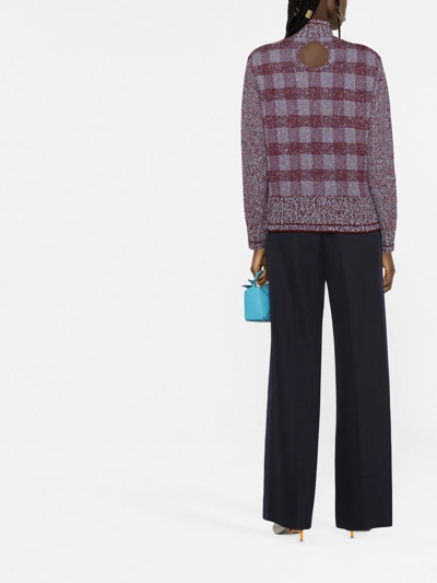 Victoria Beckham Checked Roll Neck Jumper In Red