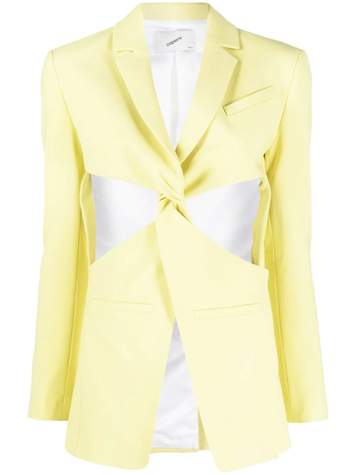 Shop Coperni Cut-out Twisted Blazer In Yellow