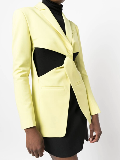 Shop Coperni Cut-out Twisted Blazer In Yellow