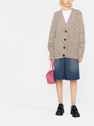 Maison Margiela Oversized Alpaca Wool-blend Cardigan In Neutrals