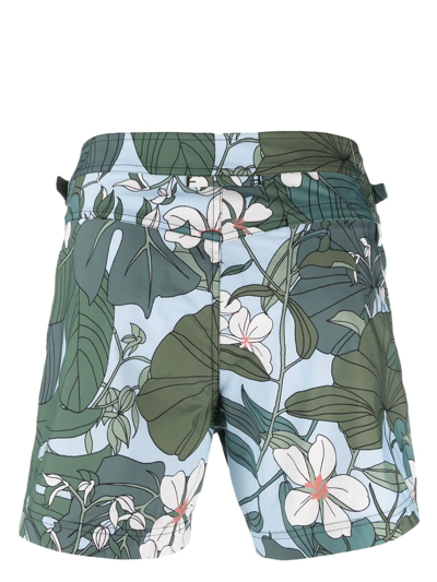 Shop Tom Ford Floral-print Swim Shorts In Blue